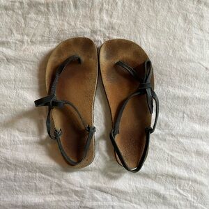 Luna Black Leather Barefoot Tie Sandals - W 9.5